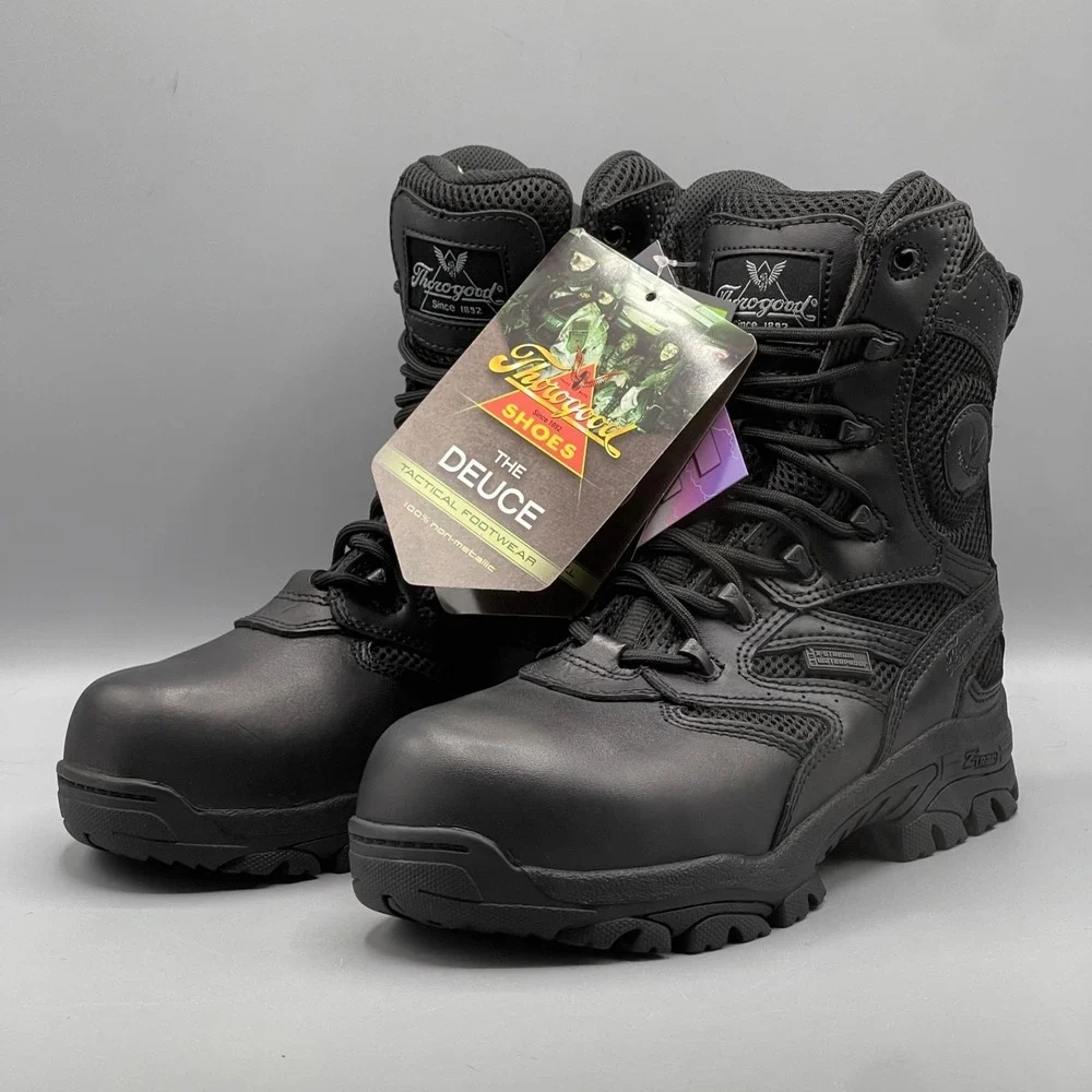 Thorogood Boots Men's 5 W Black The Duece Safety Toe Tactical Leather Waterproof